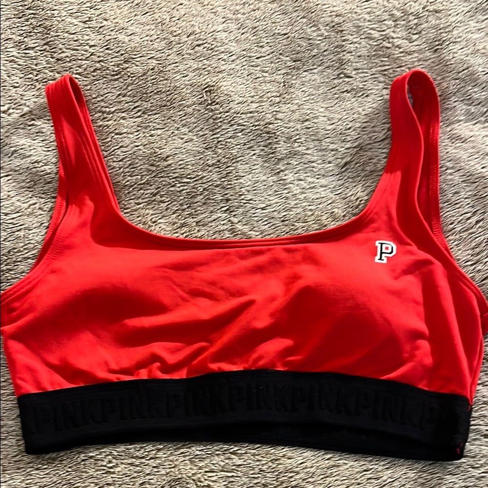 PINK Victoria's Secret Cherry Red Sports Bra with Moisture-Wicking Fabric